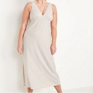 Tan and white gingham dress